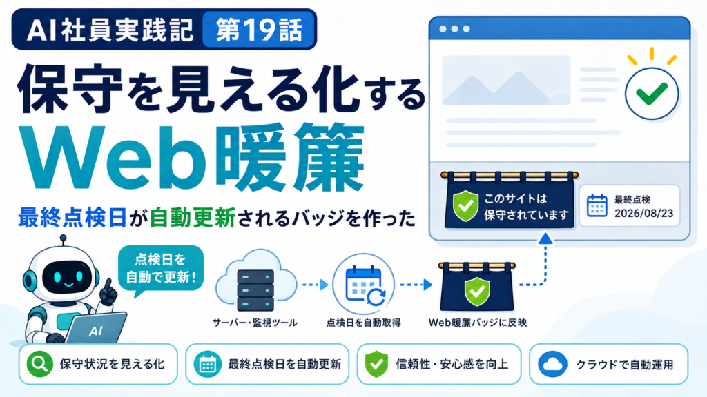記事「保守を「見える化」するWeb暖簾　最終点検日が自動更新されるバッジを作った」のトップに表示される画像